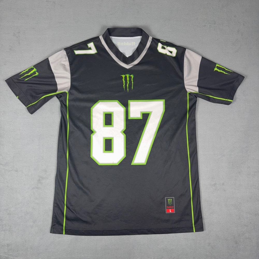 Rob Gronkowski 87 Monster Energy Riddell Jersey Mens L Black Lime Green Football